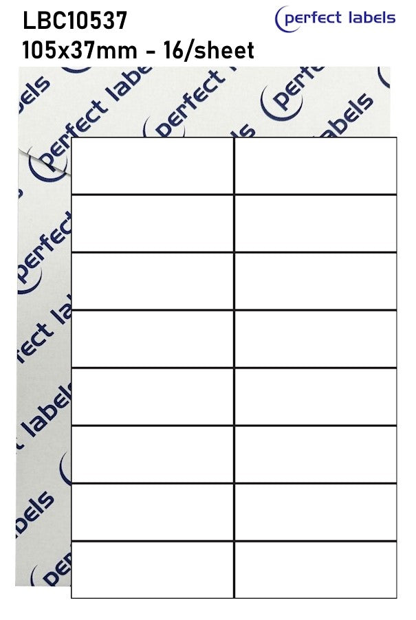 LBC10537 White Deepfreeze Perfect Labels | 105x37mm Rectangles 16 Labels Per Sheet - A4 100 or 500 Sheets/Box