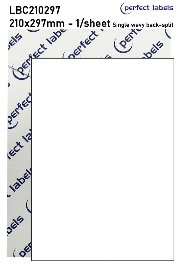LBC210297 White Deepfreeze Perfect Labels | 210x297mm Rectangles Wavy Back-Split 1 Labels Per Sheet - A4 100 or 500 Sheets/Box