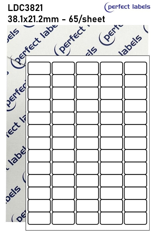 LDC3821 White Deepfreeze Perfect Labels | 38.1x21.2mm Rectangles 65 Labels Per Sheet - A4 100 or 500 Sheets/Box