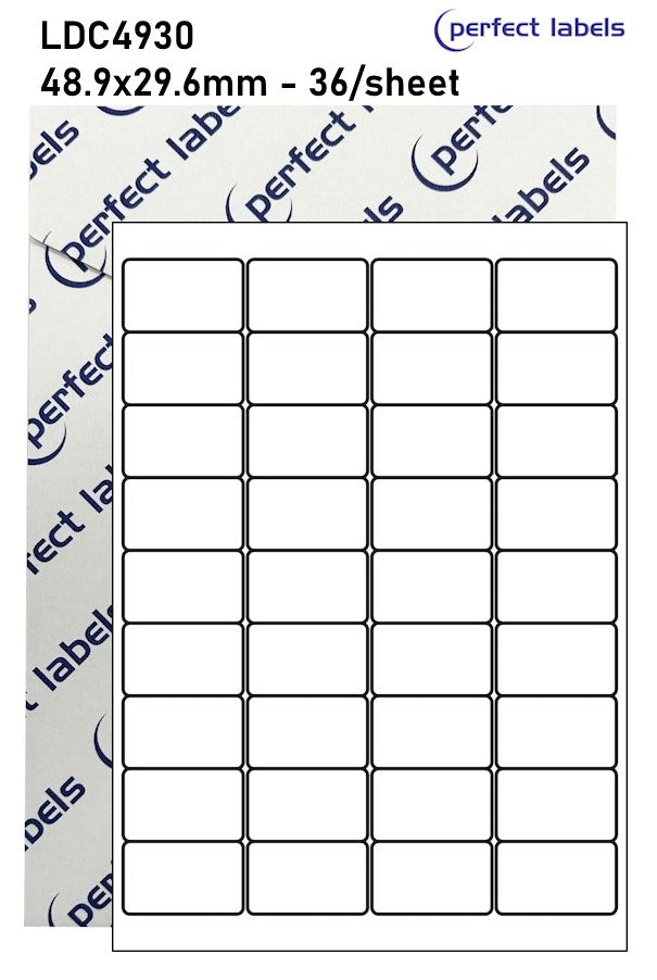 LDC4930 White Deepfreeze Perfect Labels | 48.9x29.6mm Rectangles 36 Labels Per Sheet - A4 100 or 500 Sheets/Box