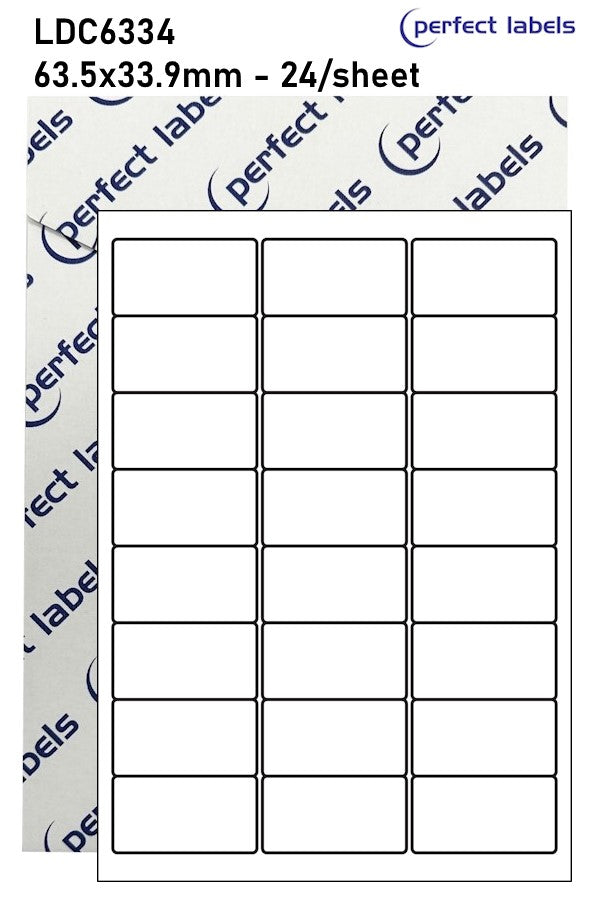 LDC6334 White Deepfreeze Perfect Labels | 63.5x33.9mm Rectangles 24 Labels Per Sheet - A4 100 or 500 Sheets/Box