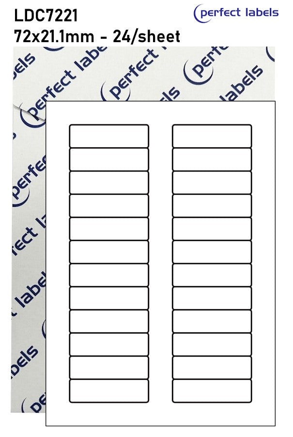 LDC7221 White Deepfreeze Perfect Labels | 72x21.1mm Rectangles 24 Labels Per Sheet - A4 100 or 500 Sheets/Box