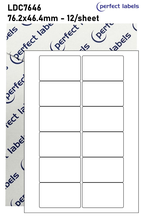 LDC7646 White Deepfreeze Perfect Labels | 76.2x46.4mm Rectangles 12 Labels Per Sheet - A4 100 or 500 Sheets/Box