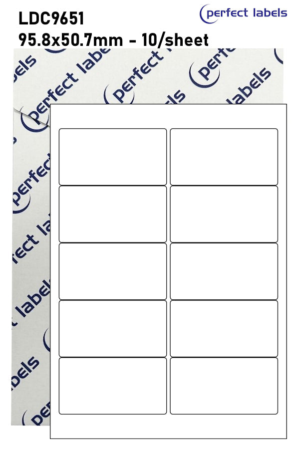 LDC9651 White Deepfreeze Perfect Labels | 95.8x50.7mm Rectangles 10 Labels Per Sheet - A4 100 or 500 Sheets/Box