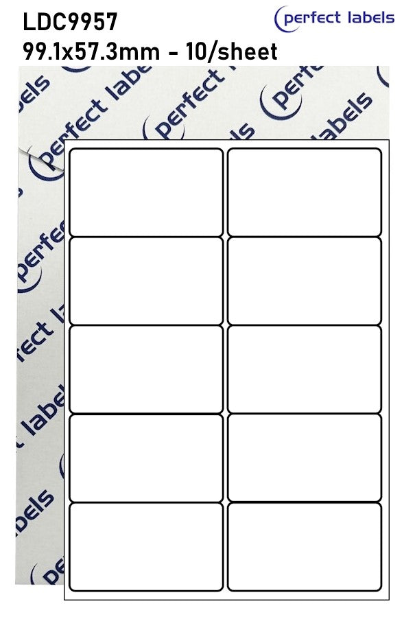 LDC9957 White Deepfreeze Perfect Labels | 99.1x57.3mm Rectangles 10 Labels Per Sheet - A4 100 or 500 Sheets/Box