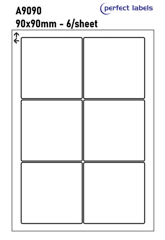 A9090/UCB150 Perfect Labels Uncoated Board 150gsm A4 90x90mm Labels 125 Sheets/Box