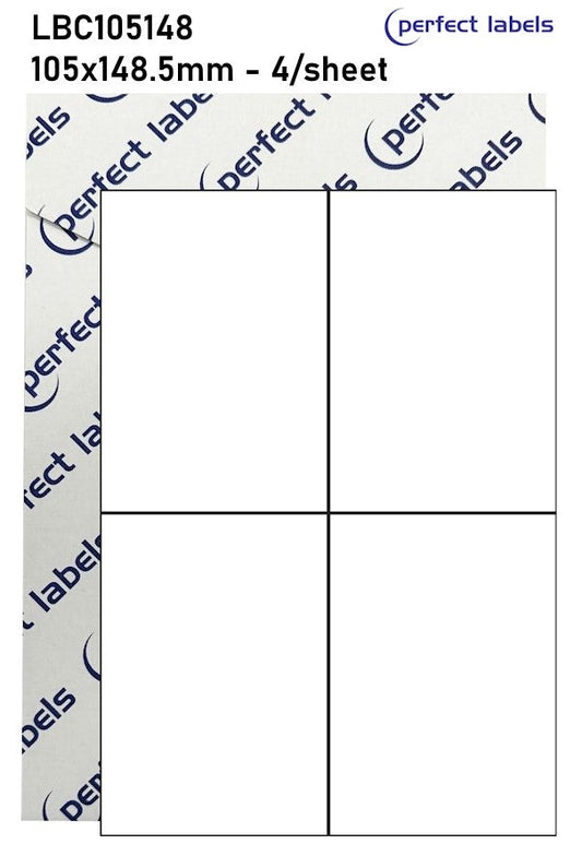 LBC105148 White Deepfreeze Perfect Labels | 105x148.5mm Rectangles 4 Labels Per Sheet - A4 100 or 500 Sheets/Box