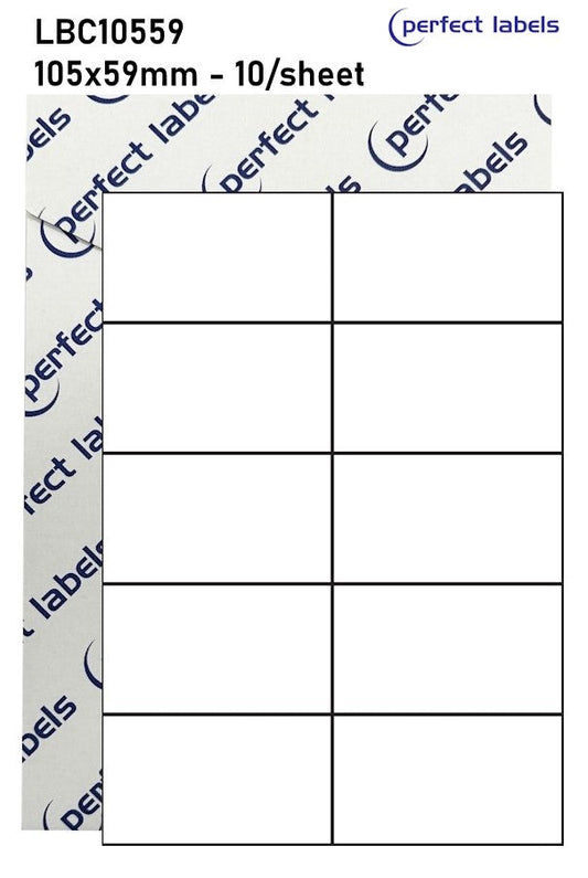LBC10559 White Deepfreeze Perfect Labels | 105x59mm Rectangles 10 Labels Per Sheet - A4 100 or 500 Sheets/Box