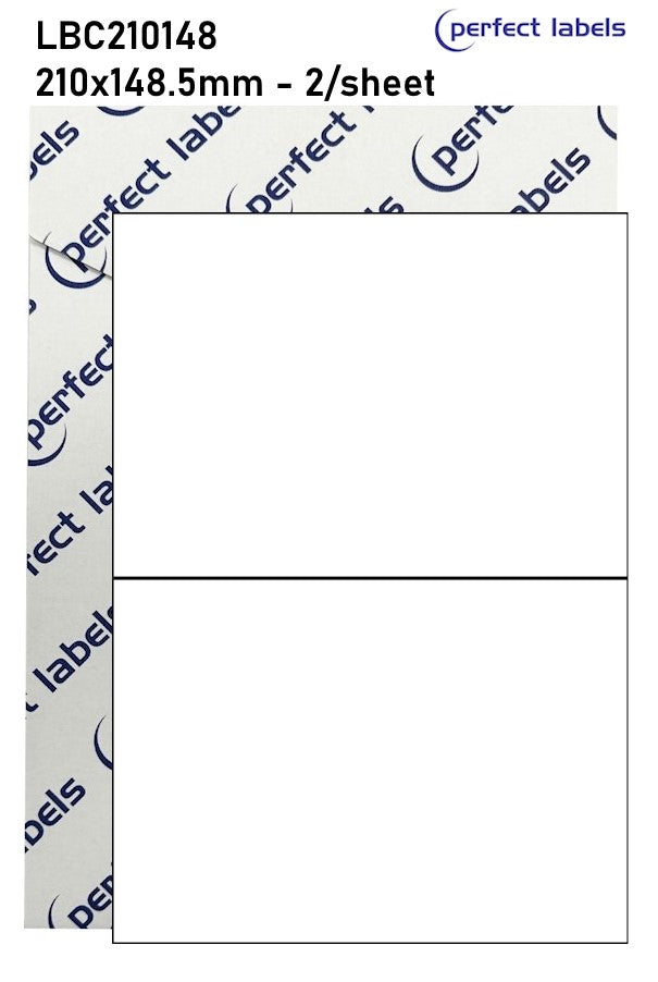 LBC210148 Yellow Permanent Perfect Labels | 210x148.5mm Rectangles 2 Labels Per Sheet - A4 100 or 500 Sheets/Box