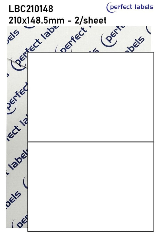 LBC210148 Yellow Permanent Perfect Labels | 210x148.5mm Rectangles 2 Labels Per Sheet - A4 100 or 500 Sheets/Box