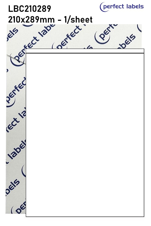 LBC210289 White Deepfreeze Perfect Labels | 210x289mm Rectangles 1 Labels Per Sheet - A4 100 or 500 Sheets/Box