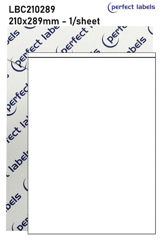 LBC210289 White Deepfreeze Perfect Labels | 210x289mm Rectangles 1 Labels Per Sheet - A4 100 or 500 Sheets/Box