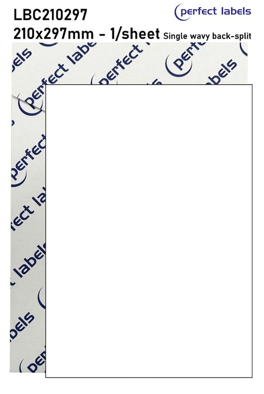 LBC210297 Perfect Labels | 210x297mm Rectangles Wavy Back-Split 1 Labels Per Sheet - A4 100 or 500 Sheets/Box