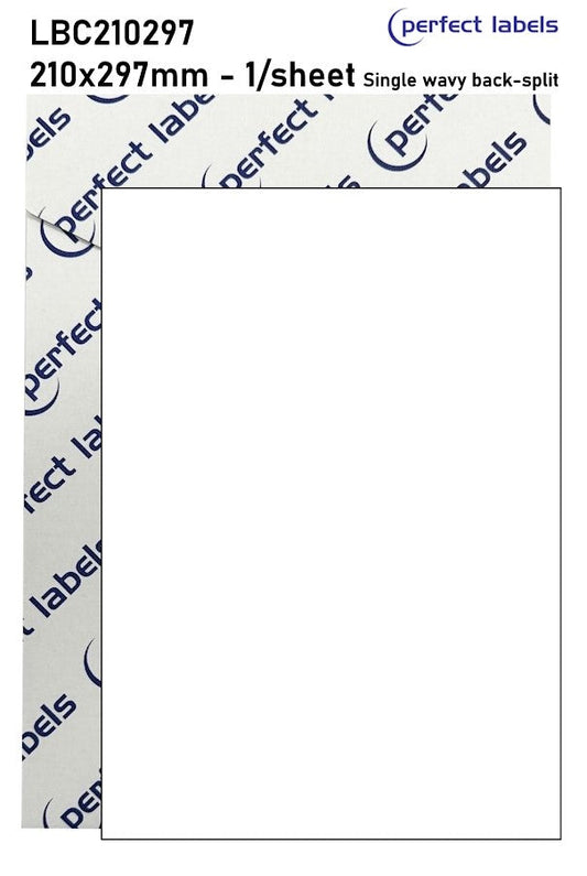 LBC210297 White Deepfreeze Perfect Labels | 210x297mm Rectangles Wavy Back-Split 1 Labels Per Sheet - A4 100 or 500 Sheets/Box