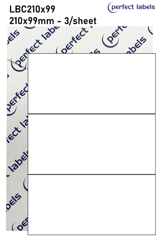 LBC21099 Perfect Labels | 210x99mm Rectangles 3 Labels Per Sheet - A4 100 or 500 Sheets/Box