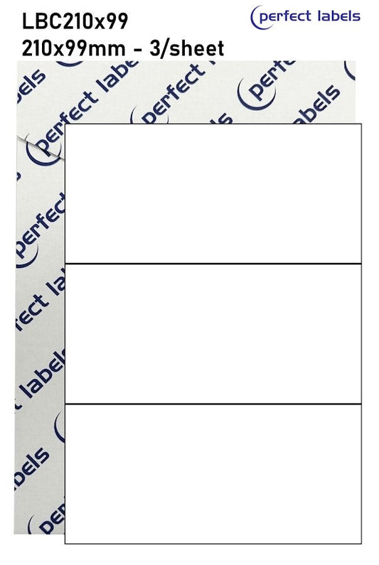 LBC21099 White Deepfreeze Perfect Labels | 210x99mm Rectangles 3 Labels Per Sheet - A4 100 or 500 Sheets/Box