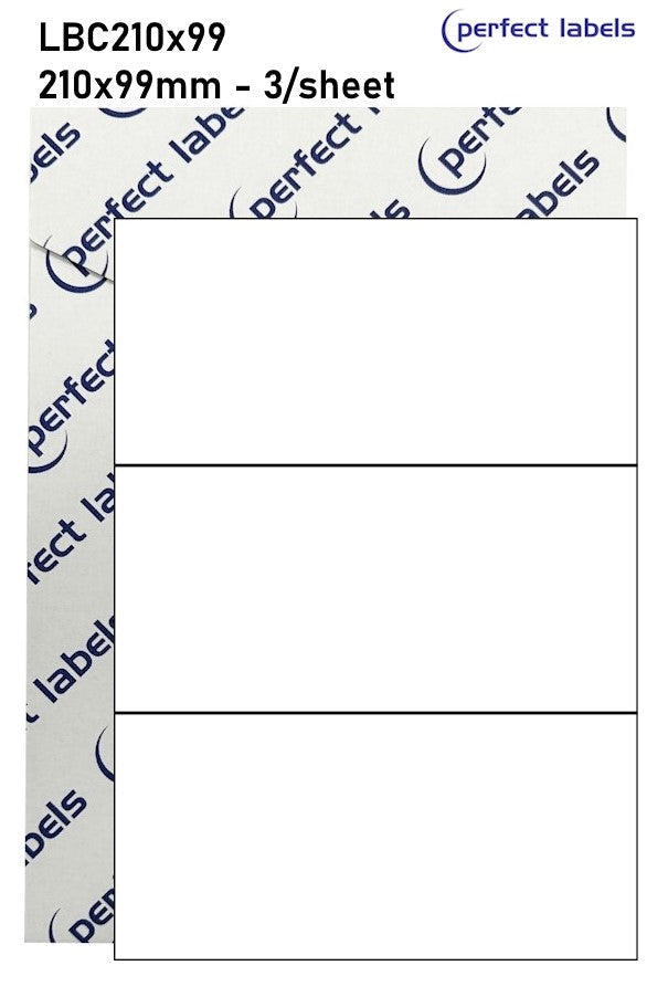 LBC21099 Green Permanent Perfect Labels | 210x99mm Rectangles 3 Labels Per Sheet - A4 100 or 500 Sheets/Box