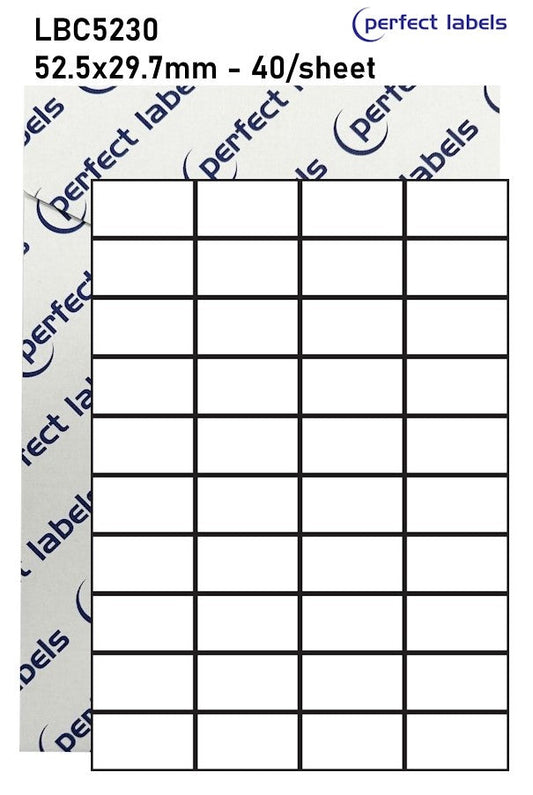 LBC5230 White Deepfreeze Perfect Labels | 52.5x29.7mm Rectangles 40 Labels Per Sheet - A4 100 or 500 Sheets/Box