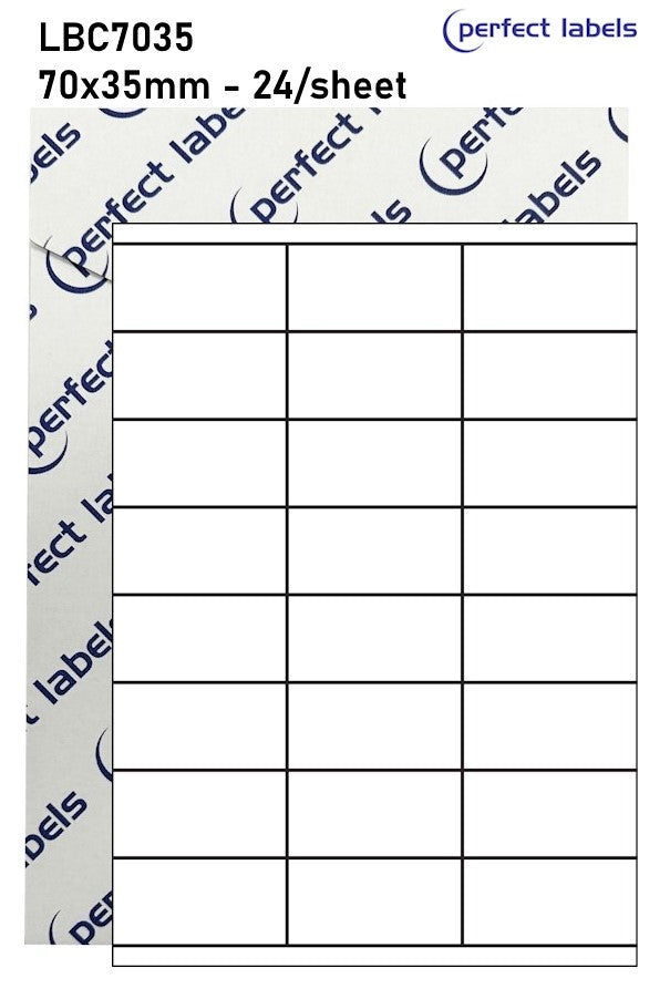 LBC7035 Yellow Permanent Perfect Labels | 70x35mm Rectangles 24 Labels Per Sheet - A4 100 or 500 Sheets/Box