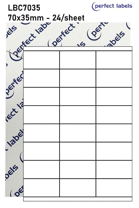 LBC7035 Red Permanent Perfect Labels | 70x35mm Rectangles 24 Labels Per Sheet - A4 100 or 500 Sheets/Box