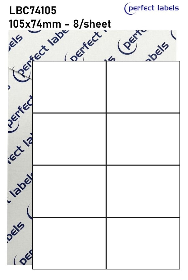 LBC74105 Green Permanent Perfect Labels | 105x74mm Rectangles 8 Labels Per Sheet - A4 100 or 500 Sheets/Box