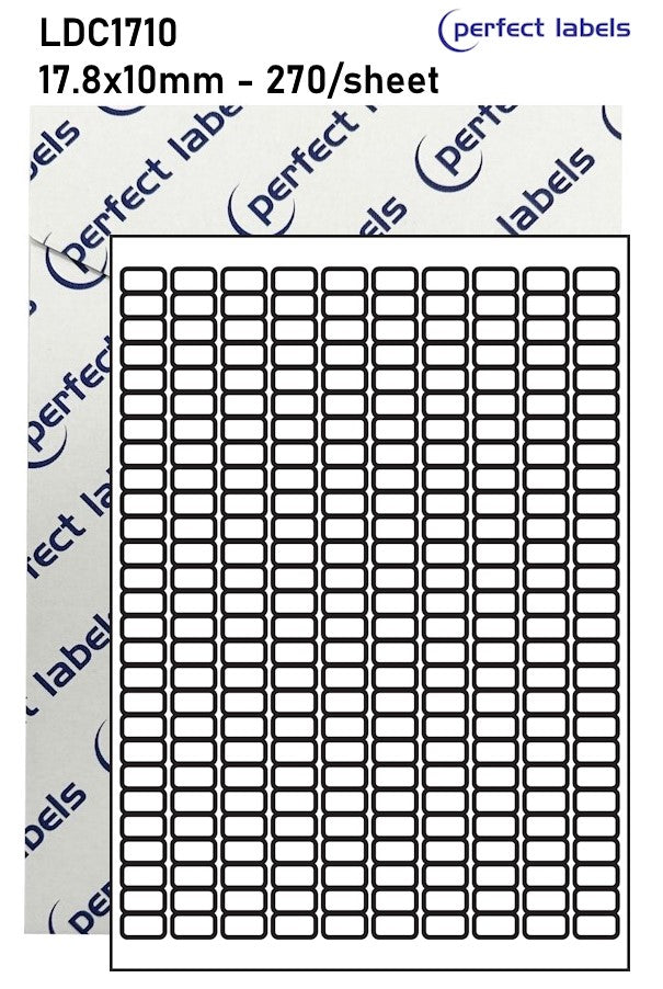LDC1710 Green Permanent Perfect Labels | 17x10mm Rectangles 270 Labels Per Sheet - A4 100 or 500 Sheets/Box