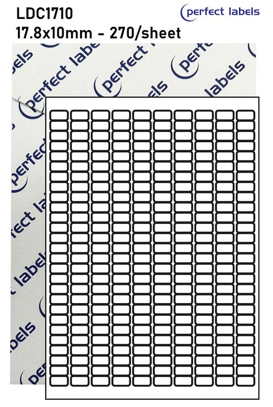 LDC1710 Gloss Clear Polyester Permanent Perfect Labels | 17x10mm Rectangles 270 Labels Per Sheet - A4 100 or 500 Sheets/Box