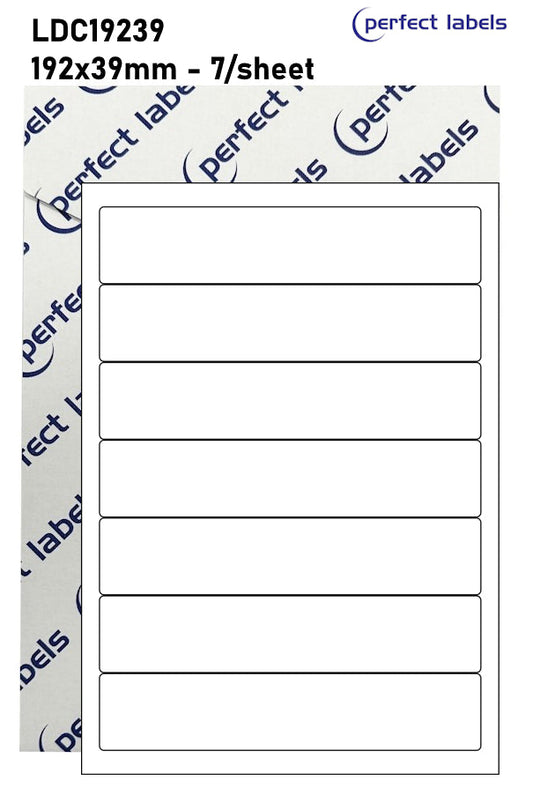 LDC19239 Green Permanent Perfect Labels | 192x39mm Rectangles 7 Labels Per Sheet - A4 100 or 500 Sheets/Box