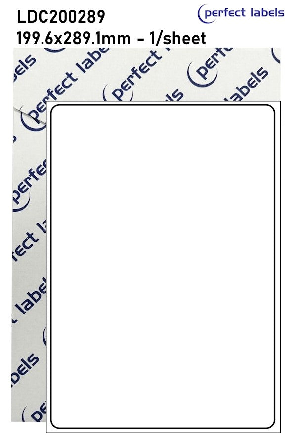 LDC200289 Green Permanent Perfect Labels | 199.6x289.1mm Rectangles 1 Labels Per Sheet - A4 100 or 500 Sheets/Box