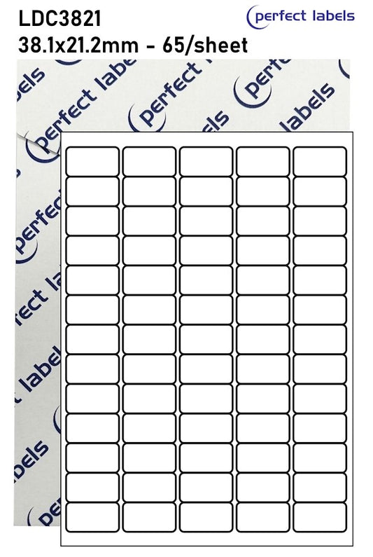 LDC3821 Perfect Labels | 38.1x21.2mm Rectangles 65 Labels Per Sheet - A4 100 or 500 Sheets/Box