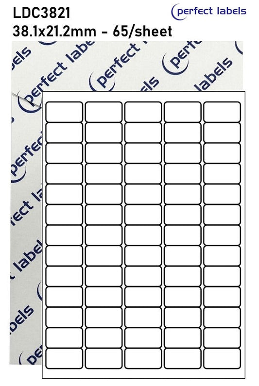 LDC3821 White Deepfreeze Perfect Labels | 38.1x21.2mm Rectangles 65 Labels Per Sheet - A4 100 or 500 Sheets/Box