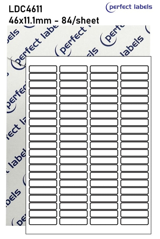 LDC4611 Perfect Labels | 46x11.1mm Rectangles 84 Labels Per Sheet - A4 100 or 500 Sheets/Box