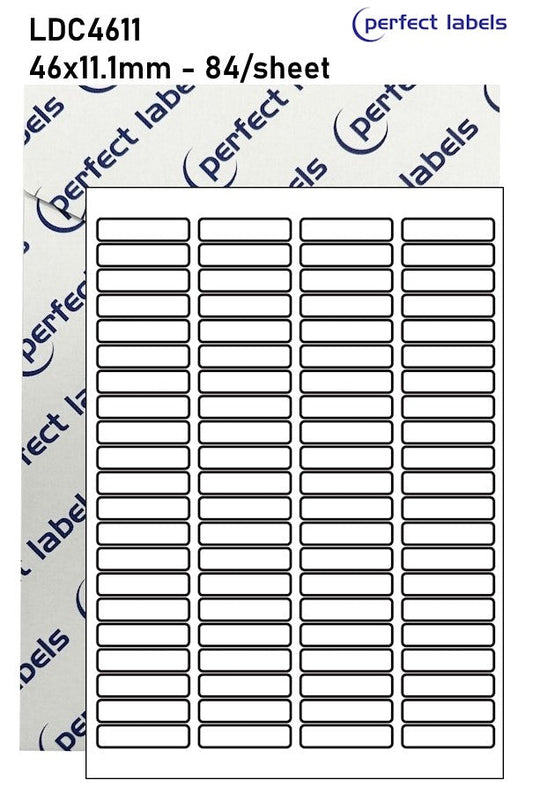 LDC4611 White Deepfreeze Perfect Labels | 46x11.1mm Rectangles 84 Labels Per Sheet - A4 100 or 500 Sheets/Box
