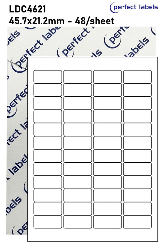 LDC4621 White Deepfreeze Perfect Labels | 45.7x21.2mm Rectangles 48 Labels Per Sheet - A4 100 or 500 Sheets/Box