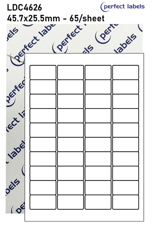 LDC4626 Perfect Labels | 45.7x25.5mm Rectangles 65 Labels Per Sheet - A4 100 or 500 Sheets/Box