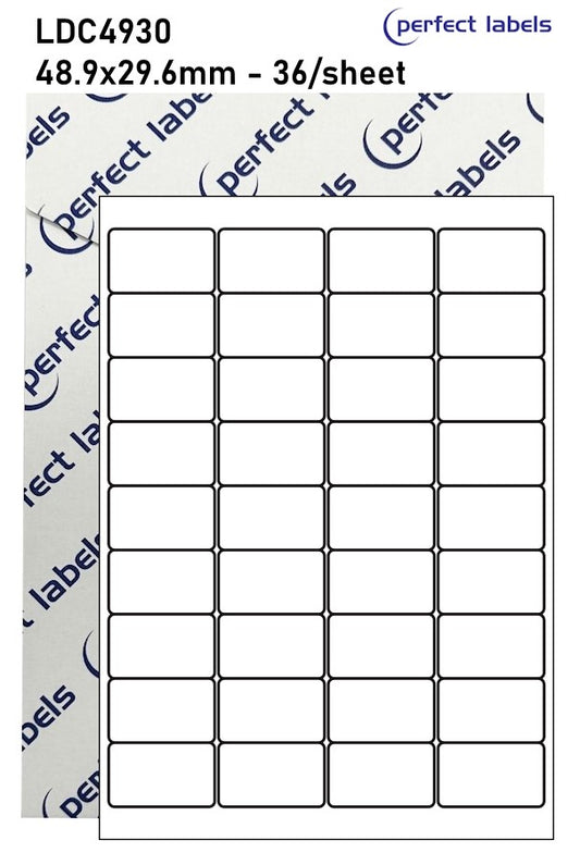 LDC4930 Perfect Labels | 48.9x29.6mm Rectangles 36 Labels Per Sheet - A4 100 or 500 Sheets/Box