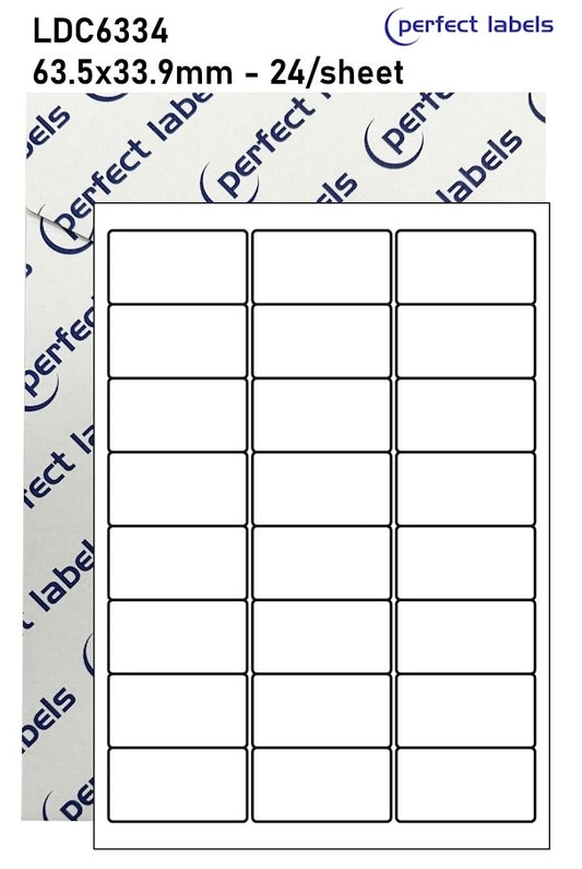 LDC6334 Perfect Labels | 63.5x33.9mm Rectangles 24 Labels Per Sheet - A4 100 or 500 Sheets/Box