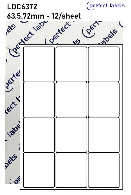 LDC6372 White Deepfreeze Perfect Labels | 63.5x72mm Rectangles 12 Labels Per Sheet - A4 100 or 500 Sheets/Box