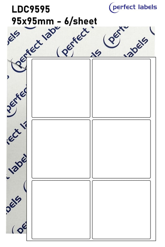 LDC9595 White Deepfreeze Perfect Labels | 95x95mm Squares 6 Labels Per Sheet - A4 100 or 500 Sheets/Box