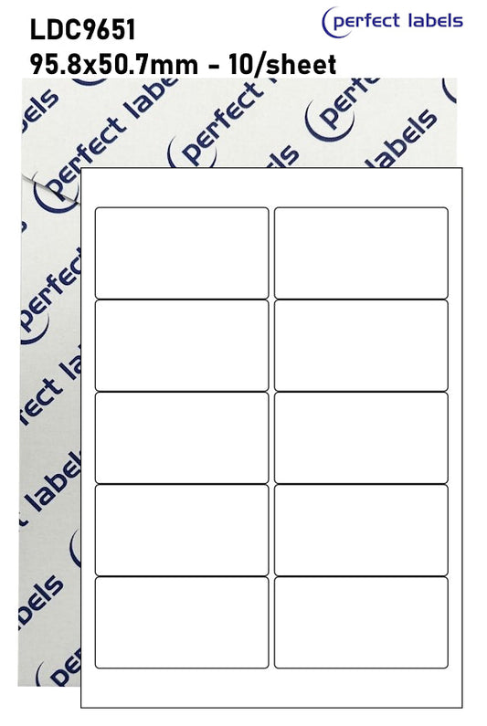 LDC9651 White Deepfreeze Perfect Labels | 95.8x50.7mm Rectangles 10 Labels Per Sheet - A4 100 or 500 Sheets/Box
