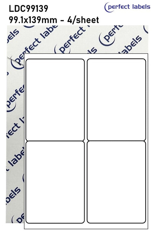 LDC99139 White Deepfreeze Perfect Labels | 99.1x139mm Rectangles 4 Labels Per Sheet - A4 100 or 500 Sheets/Box