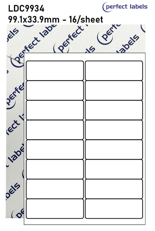 LDC9934 White Deepfreeze Perfect Labels | 99.1x33.9mm Rectangles 16 Labels Per Sheet - A4 100 or 500 Sheets/Box