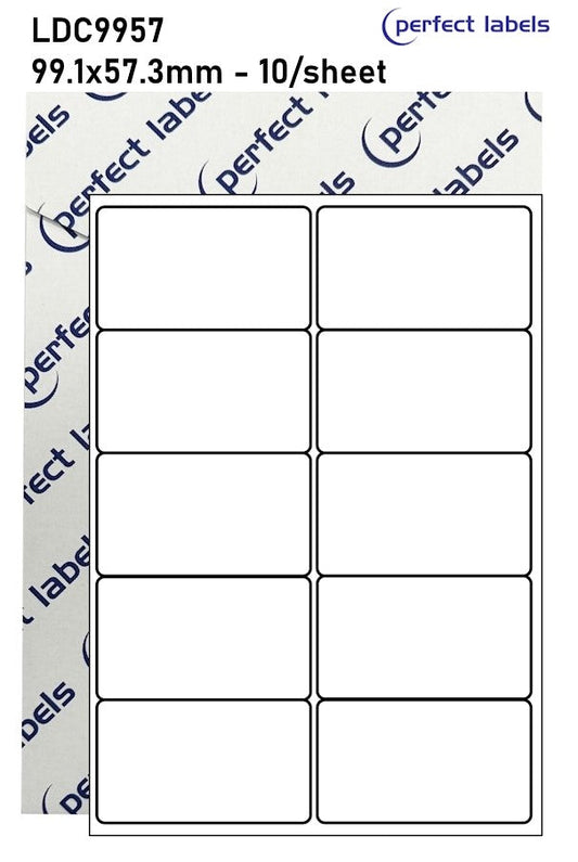 LDC9957 White Deepfreeze Perfect Labels | 99.1x57.3mm Rectangles 10 Labels Per Sheet - A4 100 or 500 Sheets/Box