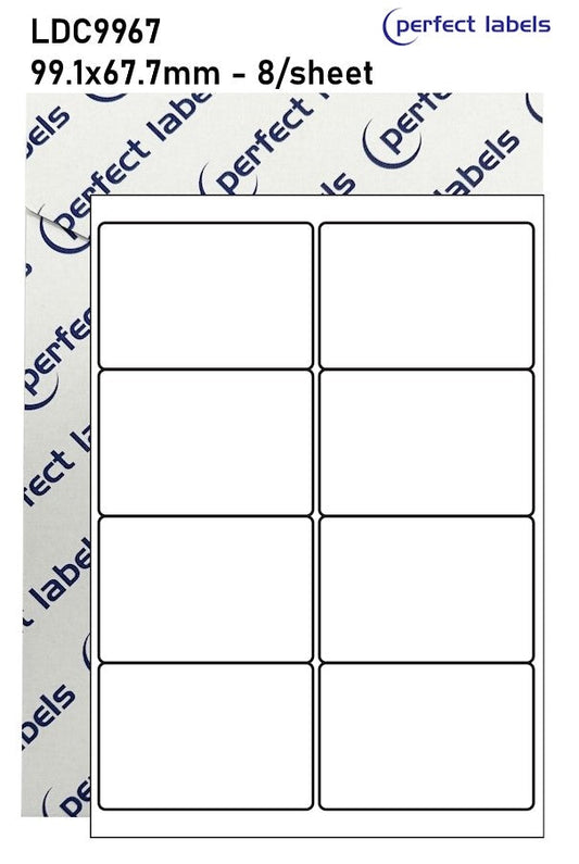 LDC9967 White Deepfreeze Perfect Labels | 99.1x67.7mm Rectangles 8 Labels Per Sheet - A4 100 or 500 Sheets/Box