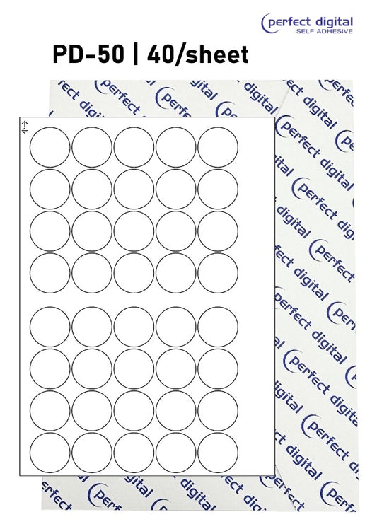 PD-50 SRA3 Digital Labels 50mm Dia Circles