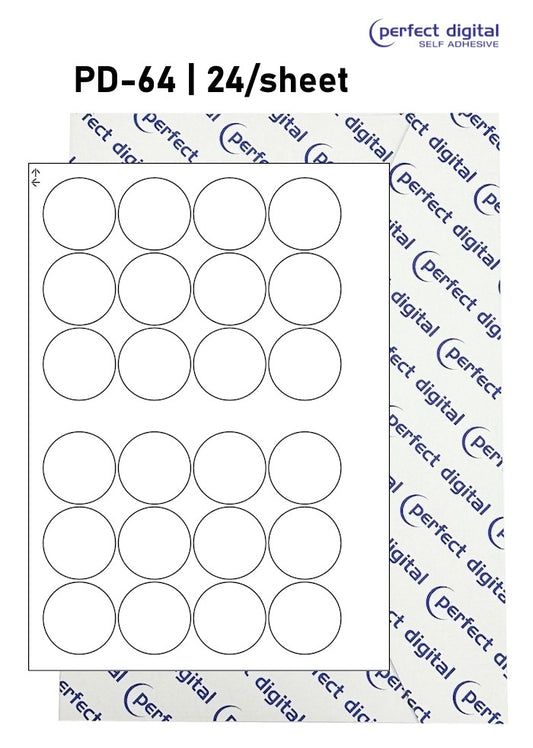 PD-64 SRA3 Digital Labels 64mm Dia Circles