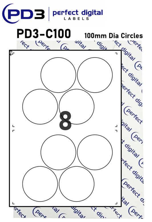 PD3-C100 SRA3 Digital Labels 100mm Dia Circles