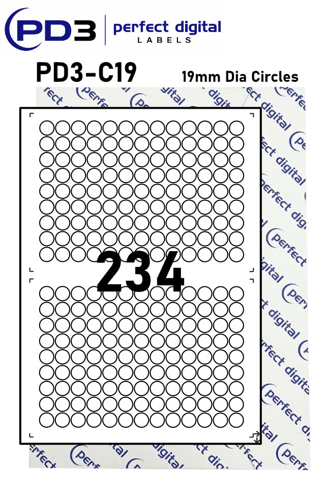 PD3-C19 SRA3 Digital Labels 19mm Dia Circles