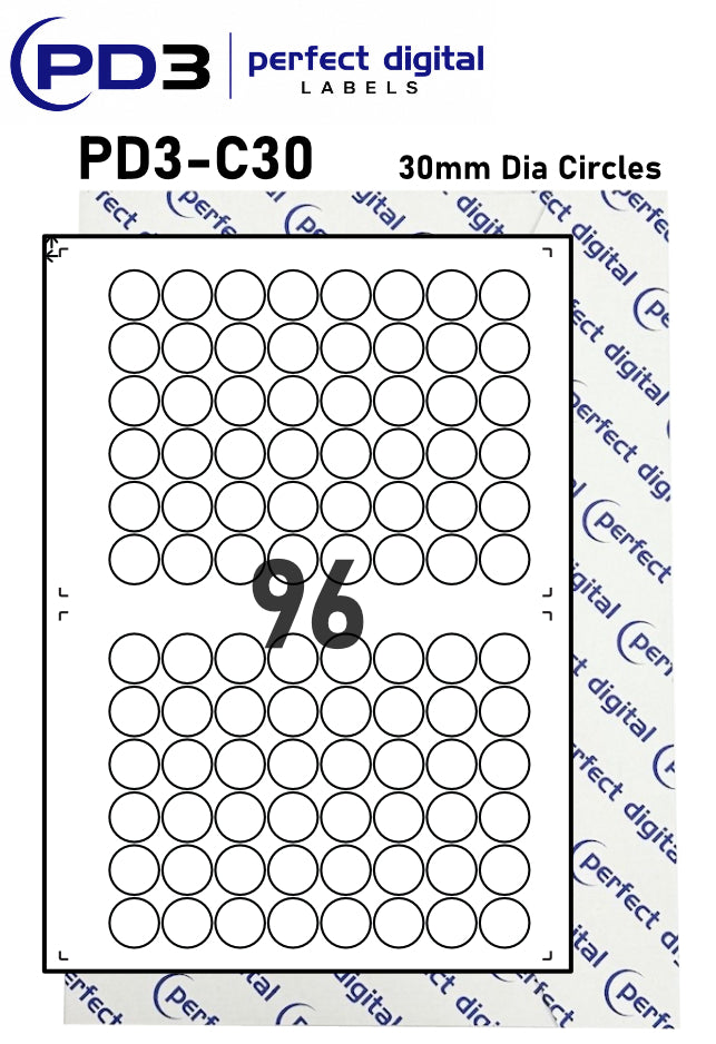 PD3-C30 SRA3 Digital Labels 30mm Dia Circles