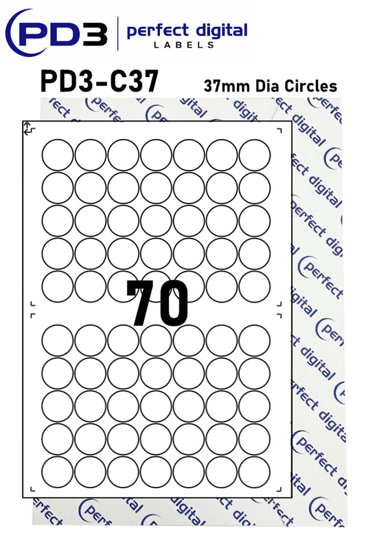 PD3-C37 SRA3 Digital Labels 37mm Dia Circles